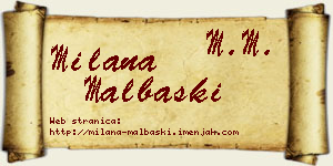 Milana Malbaški vizit kartica